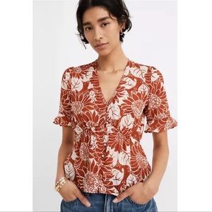 Madewell - Silk Journal Keyhole Sleeve Top Sunflower Season